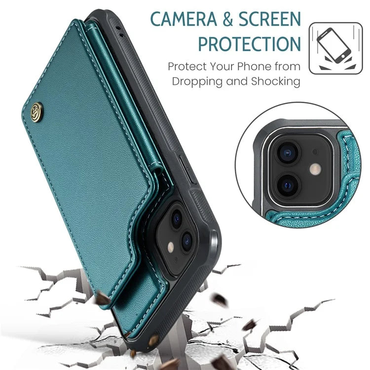 CASEME C22 Series for iPhone 12 / 12 Pro Case RFID Blocking Phone Cover with 4 Card Slots