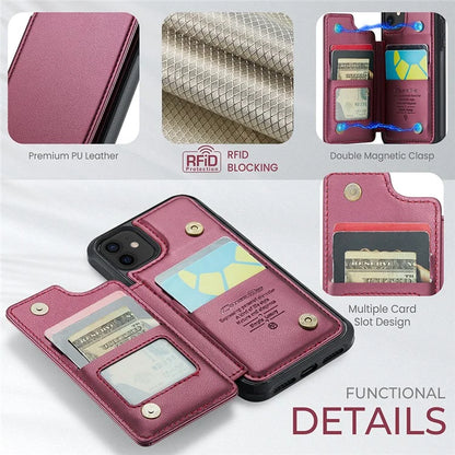 CASEME C22 Series for iPhone 12 / 12 Pro Case RFID Blocking Phone Cover with 4 Card Slots