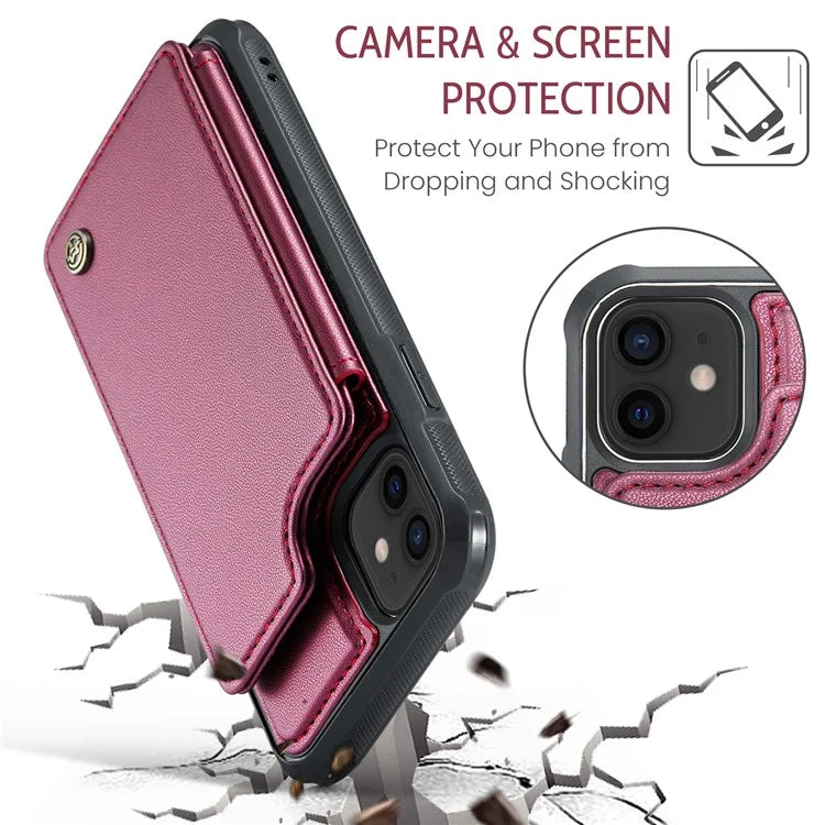 CASEME C22 Series for iPhone 12 / 12 Pro Case RFID Blocking Phone Cover with 4 Card Slots