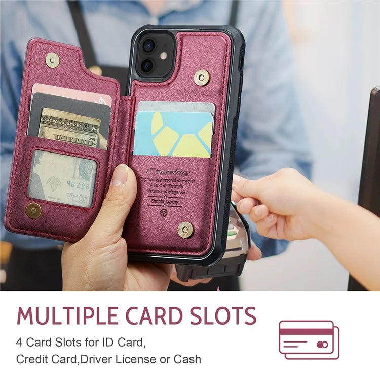 CASEME C22 Series for iPhone 12 / 12 Pro Case RFID Blocking Phone Cover with 4 Card Slots