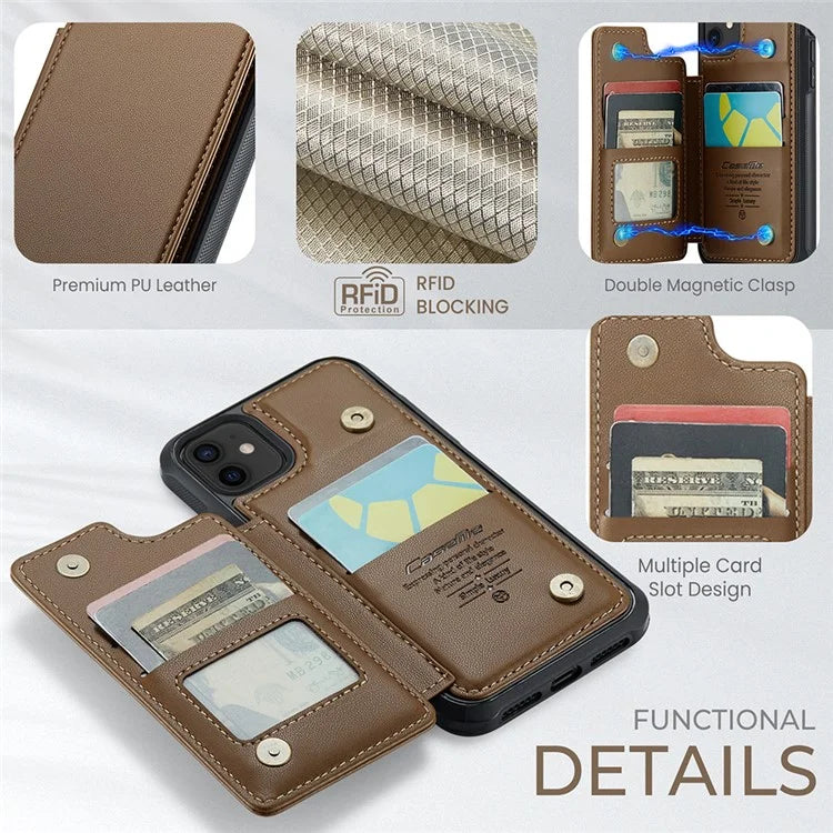 CASEME C22 Series for iPhone 12 / 12 Pro Case RFID Blocking Phone Cover with 4 Card Slots