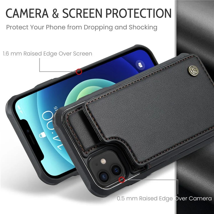 CASEME C22 Series for iPhone 12 / 12 Pro Case RFID Blocking Phone Cover with 4 Card Slots