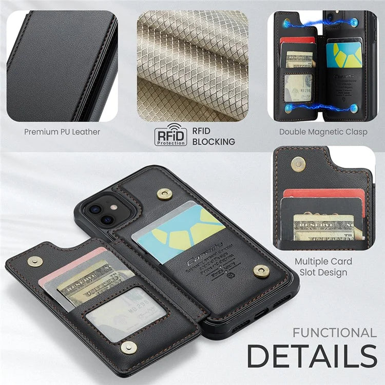 CASEME C22 Series for iPhone 12 / 12 Pro Case RFID Blocking Phone Cover with 4 Card Slots
