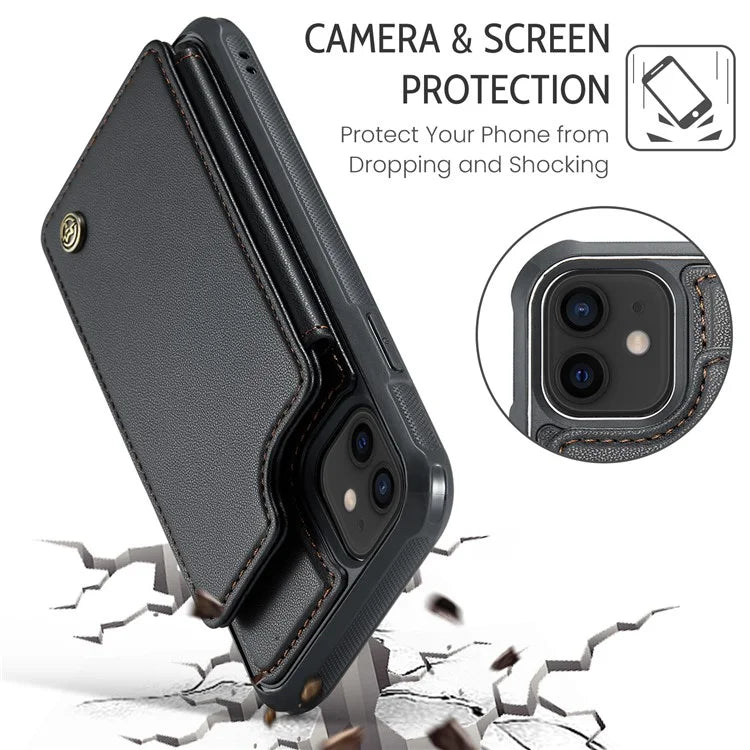 CASEME C22 Series for iPhone 12 / 12 Pro Case RFID Blocking Phone Cover with 4 Card Slots