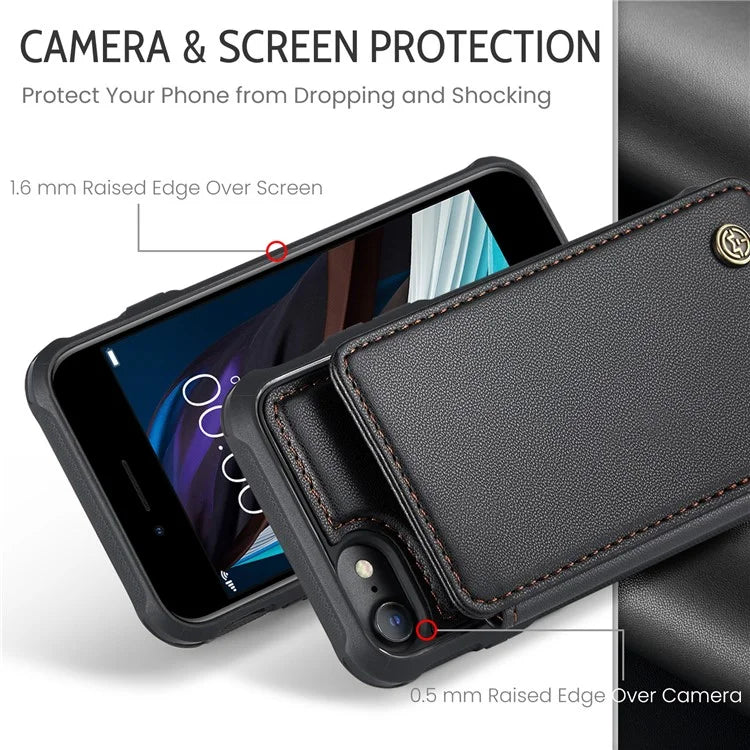 CASEME C22 Series for iPhone 6 / 6s / 7 / 8 / SE (2020) / SE (2022) Case Card Holder Phone Kickstand Cover