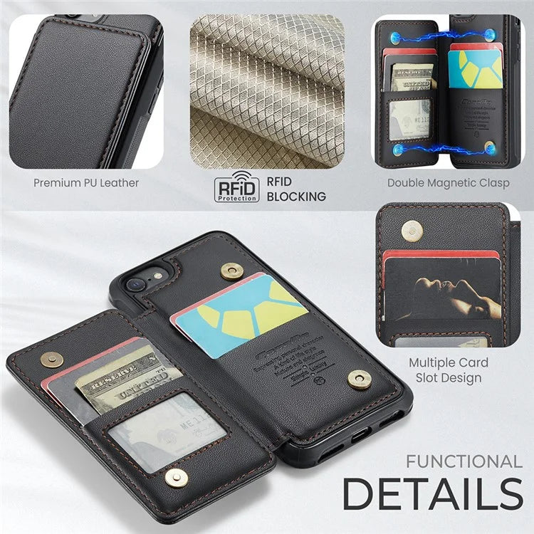 CASEME C22 Series for iPhone 6 / 6s / 7 / 8 / SE (2020) / SE (2022) Case Card Holder Phone Kickstand Cover