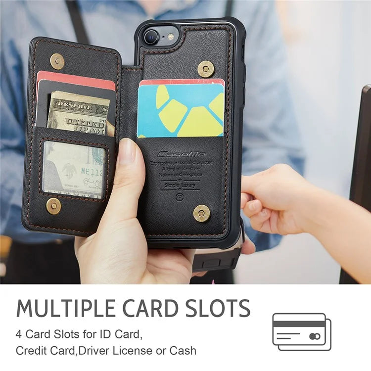 CASEME C22 Series for iPhone 6 / 6s / 7 / 8 / SE (2020) / SE (2022) Case Card Holder Phone Kickstand Cover