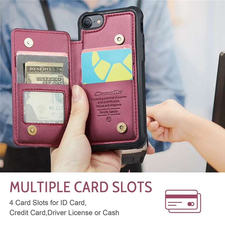 CASEME C22 Series for iPhone 6 / 6s / 7 / 8 / SE (2020) / SE (2022) Case Card Holder Phone Kickstand Cover