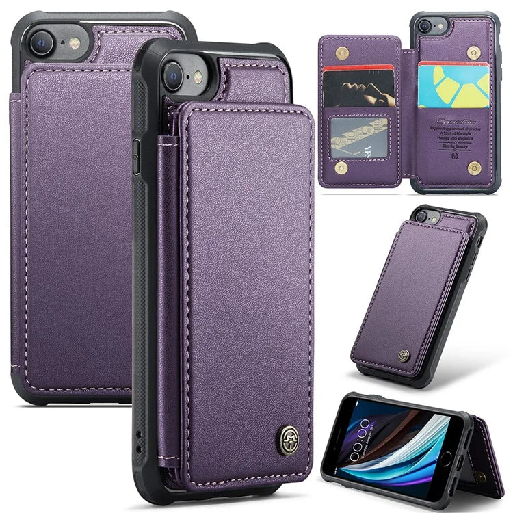CASEME C22 Series for iPhone 6 / 6s / 7 / 8 / SE (2020) / SE (2022) Case Card Holder Phone Kickstand Cover