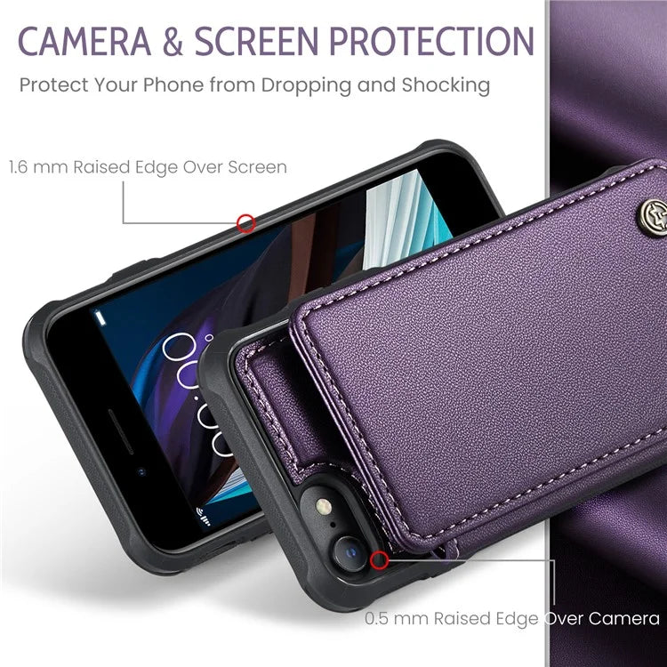 CASEME C22 Series for iPhone 6 / 6s / 7 / 8 / SE (2020) / SE (2022) Case Card Holder Phone Kickstand Cover