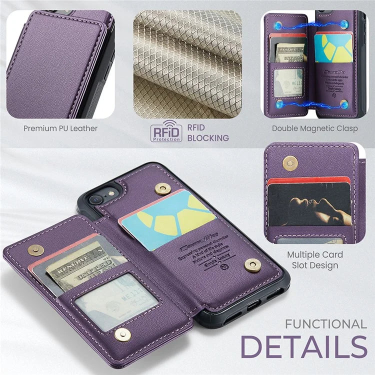 CASEME C22 Series for iPhone 6 / 6s / 7 / 8 / SE (2020) / SE (2022) Case Card Holder Phone Kickstand Cover