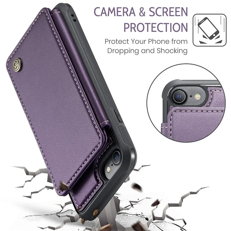 CASEME C22 Series for iPhone 6 / 6s / 7 / 8 / SE (2020) / SE (2022) Case Card Holder Phone Kickstand Cover