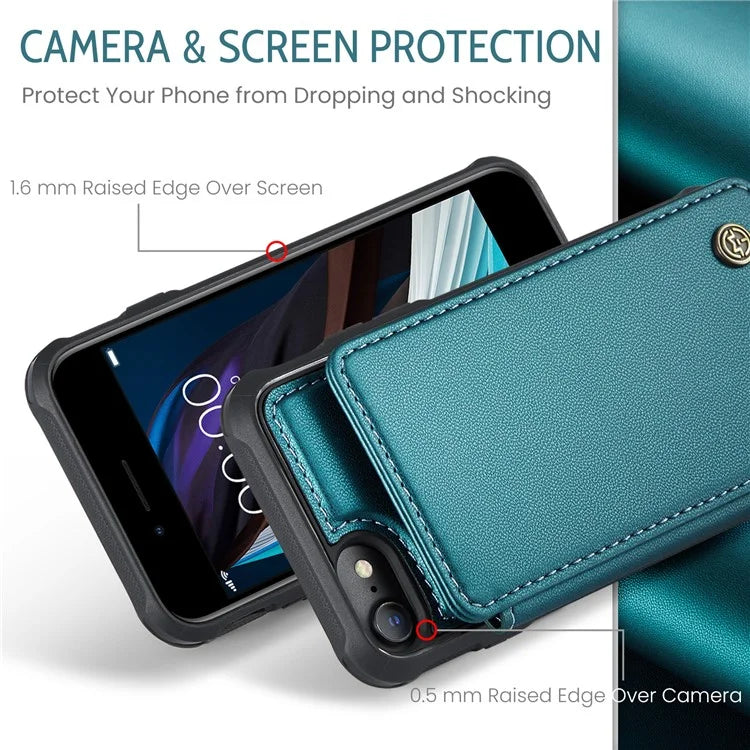 CASEME C22 Series for iPhone 6 / 6s / 7 / 8 / SE (2020) / SE (2022) Case Card Holder Phone Kickstand Cover