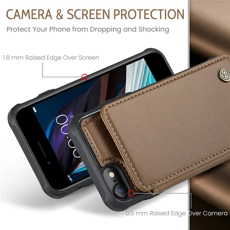 CASEME C22 Series for iPhone 6 / 6s / 7 / 8 / SE (2020) / SE (2022) Case Card Holder Phone Kickstand Cover