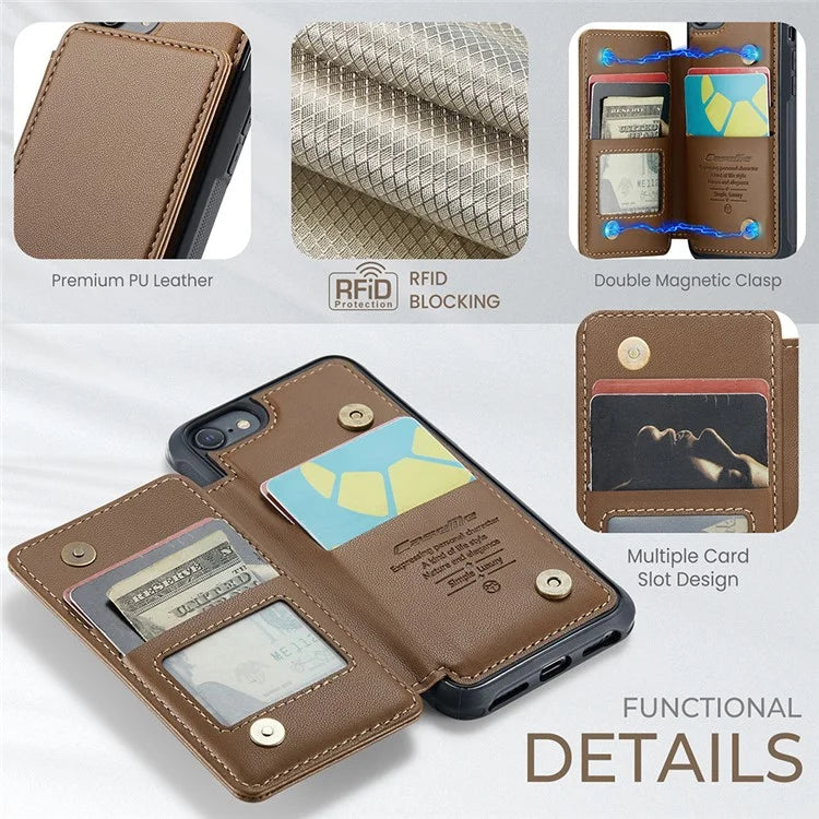 CASEME C22 Series for iPhone 6 / 6s / 7 / 8 / SE (2020) / SE (2022) Case Card Holder Phone Kickstand Cover