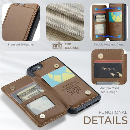 CASEME C22 Series for iPhone 6 / 6s / 7 / 8 / SE (2020) / SE (2022) Case Card Holder Phone Kickstand Cover