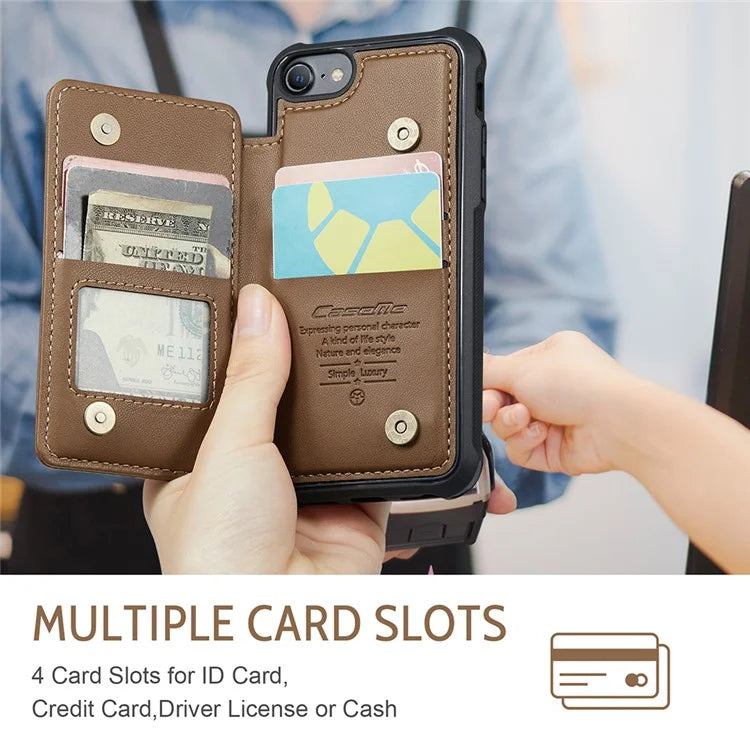 CASEME C22 Series for iPhone 6 / 6s / 7 / 8 / SE (2020) / SE (2022) Case Card Holder Phone Kickstand Cover