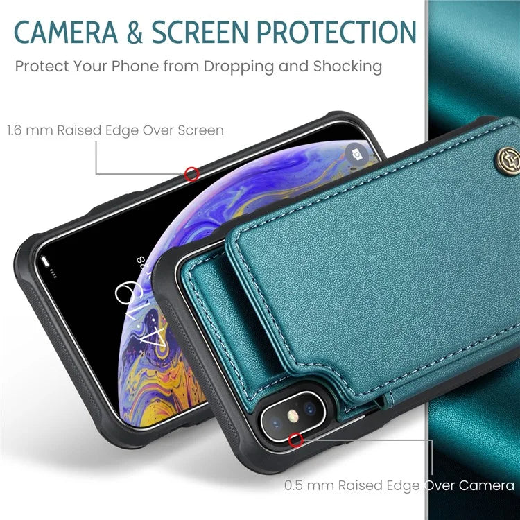 CASEME C22 Series for iPhone XS Max 6.5 inch Case PU+TPU RFID Blocking Phone Cover