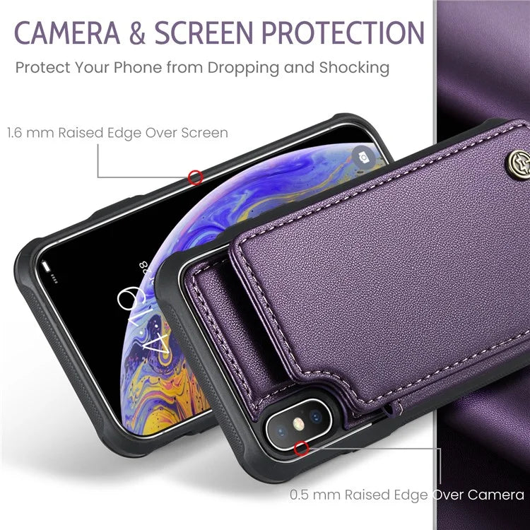 CASEME C22 Series for iPhone XS Max 6.5 inch Case PU+TPU RFID Blocking Phone Cover