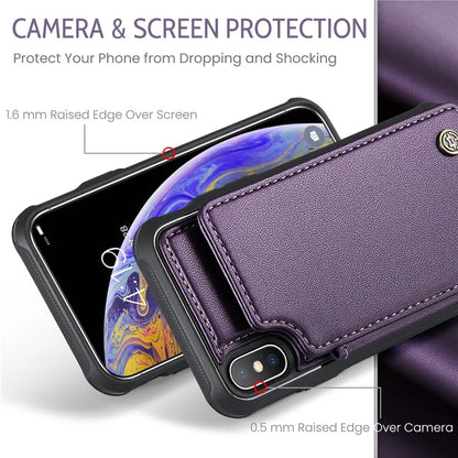 CASEME C22 Series for iPhone XS Max 6.5 inch Case PU+TPU RFID Blocking Phone Cover