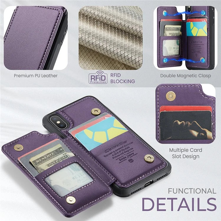 CASEME C22 Series for iPhone XS Max 6.5 inch Case PU+TPU RFID Blocking Phone Cover