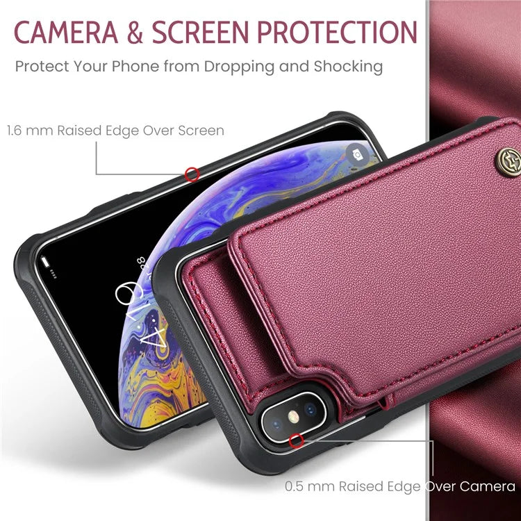 CASEME C22 Series for iPhone XS Max 6.5 inch Case PU+TPU RFID Blocking Phone Cover
