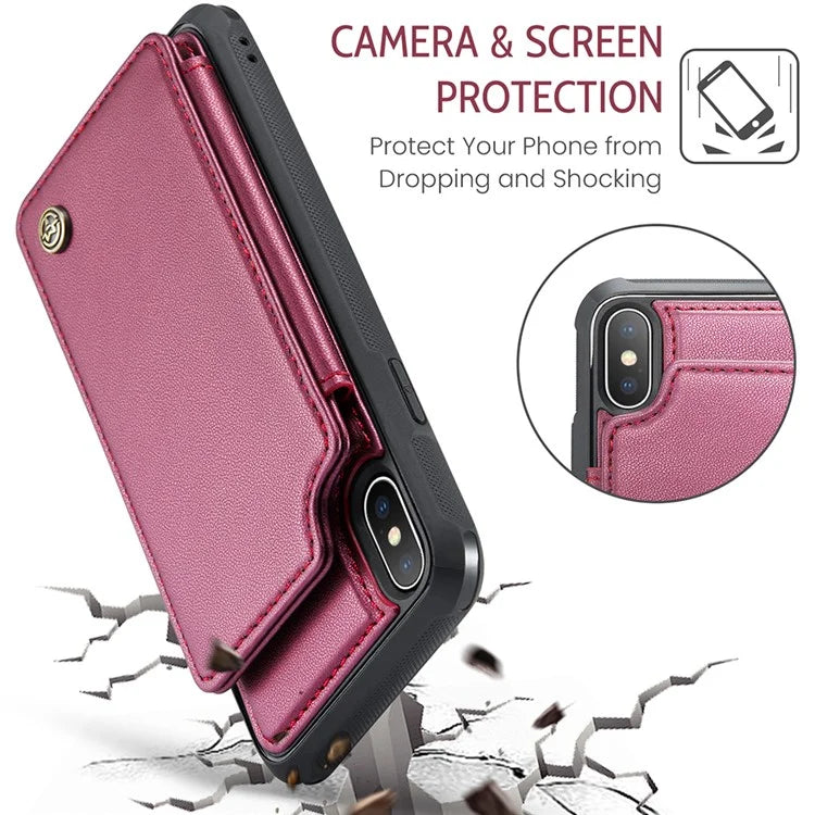 CASEME C22 Series for iPhone XS Max 6.5 inch Case PU+TPU RFID Blocking Phone Cover