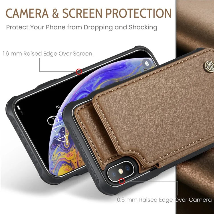 CASEME C22 Series for iPhone XS Max 6.5 inch Case PU+TPU RFID Blocking Phone Cover