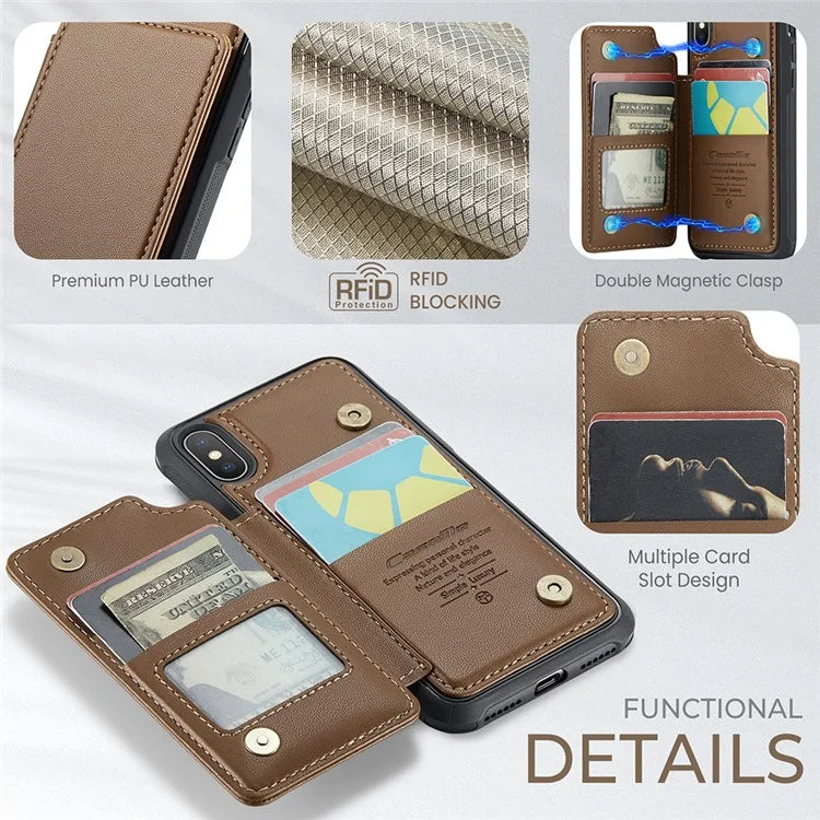 CASEME C22 Series for iPhone XS Max 6.5 inch Case PU+TPU RFID Blocking Phone Cover