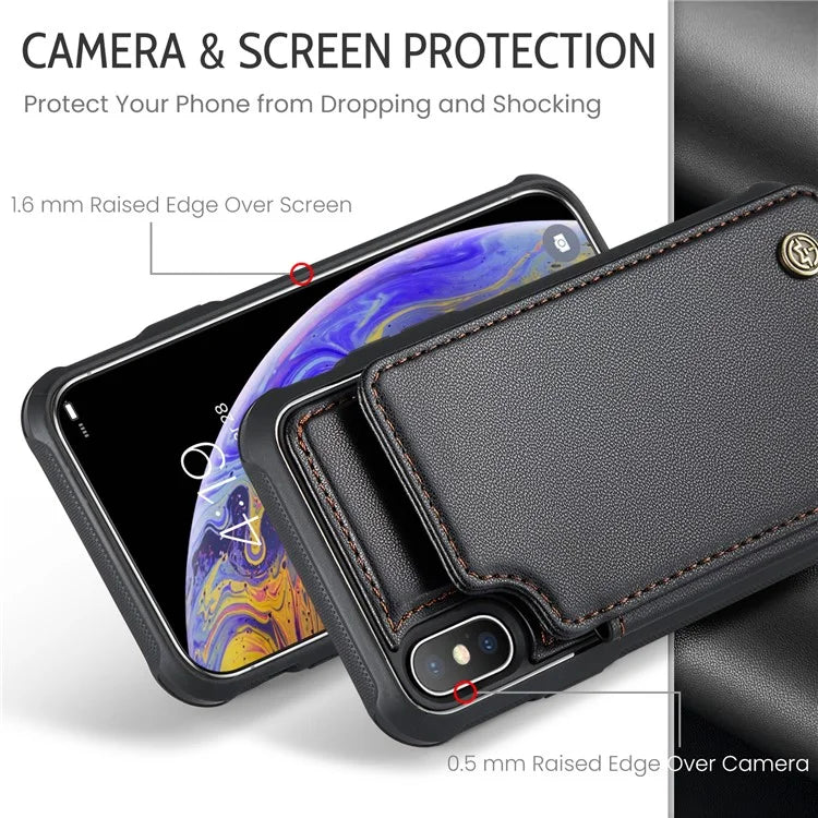 CASEME C22 Series for iPhone XS Max 6.5 inch Case PU+TPU RFID Blocking Phone Cover