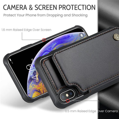 CASEME C22 Series for iPhone XS Max 6.5 inch Case PU+TPU RFID Blocking Phone Cover