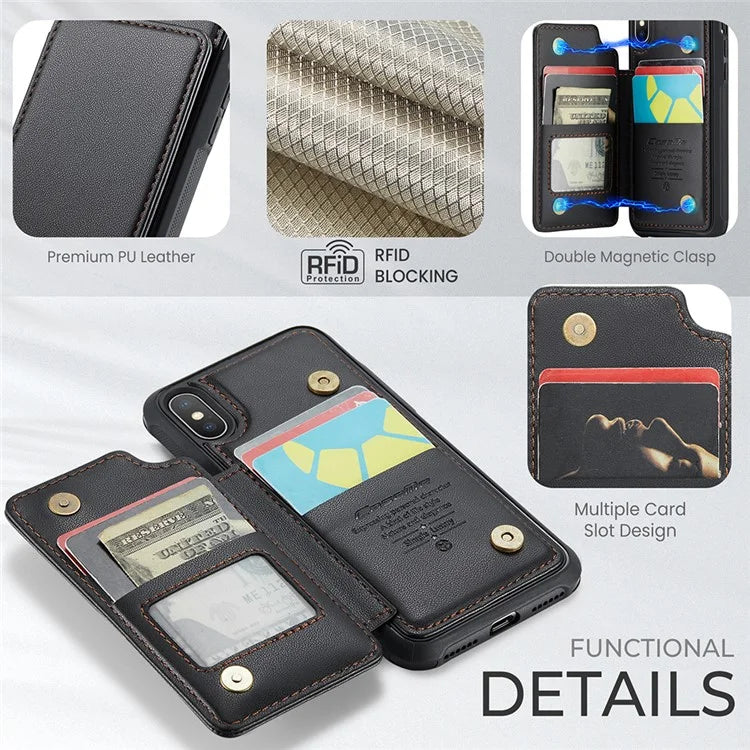 CASEME C22 Series for iPhone XS Max 6.5 inch Case PU+TPU RFID Blocking Phone Cover