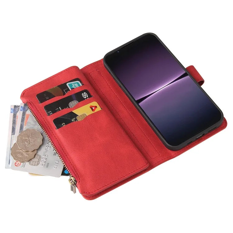 KT Multi-Functional Series-2 For Sony Xperia 1 V Case Zipper Leather Wallet Phone Protector