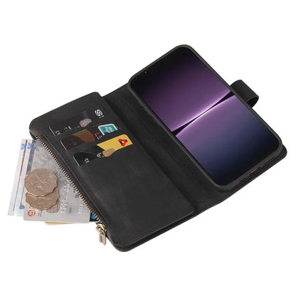 KT Multi-Functional Series-2 For Sony Xperia 1 V Case Zipper Leather Wallet Phone Protector