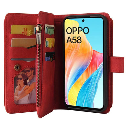 KT Multi-Functional Series-2 For Oppo A58 4G Case Skin-touch Leather Wallet Phone Protector
