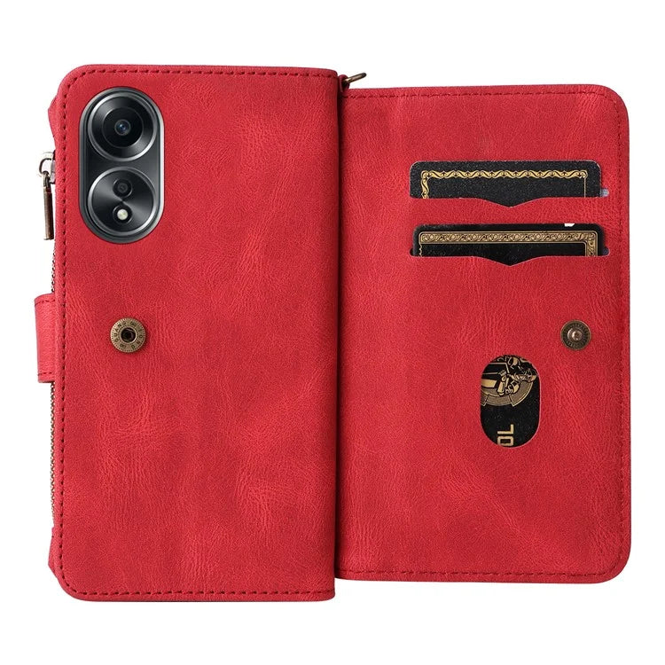 KT Multi-Functional Series-2 For Oppo A58 4G Case Skin-touch Leather Wallet Phone Protector