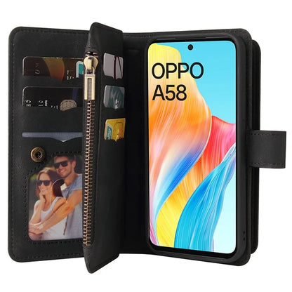 KT Multi-Functional Series-2 For Oppo A58 4G Case Skin-touch Leather Wallet Phone Protector