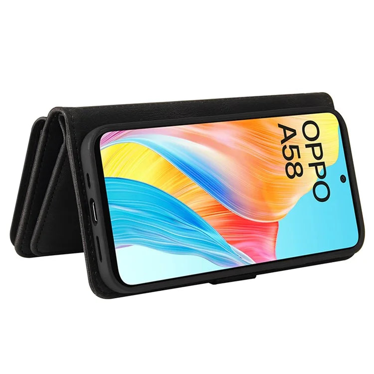 KT Multi-Functional Series-2 For Oppo A58 4G Case Skin-touch Leather Wallet Phone Protector