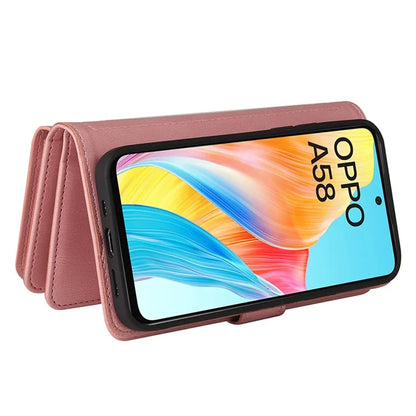 KT Multi-Functional Series-2 For Oppo A58 4G Case Skin-touch Leather Wallet Phone Protector