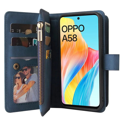 KT Multi-Functional Series-2 For Oppo A58 4G Case Skin-touch Leather Wallet Phone Protector