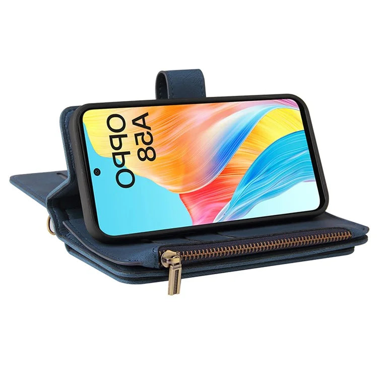 KT Multi-Functional Series-2 For Oppo A58 4G Case Skin-touch Leather Wallet Phone Protector