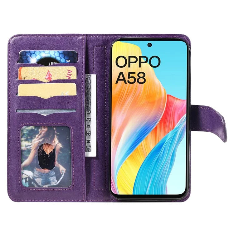 KT Multi-functional Series-1 For Oppo A58 4G Case Leather Stand Cover with Multiple Card Slots