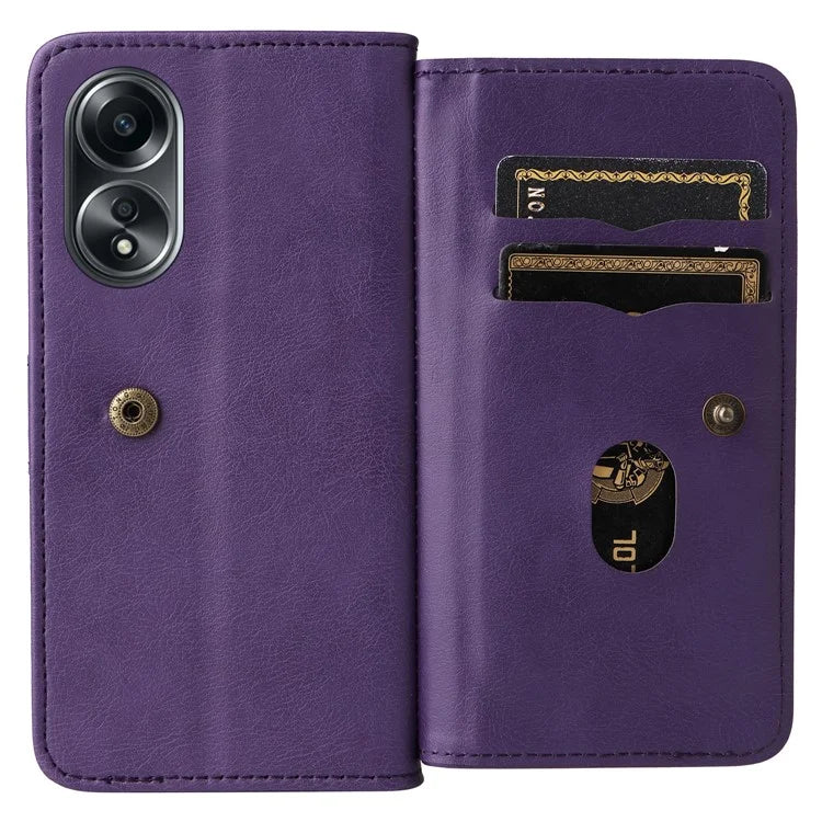 KT Multi-functional Series-1 For Oppo A58 4G Case Leather Stand Cover with Multiple Card Slots