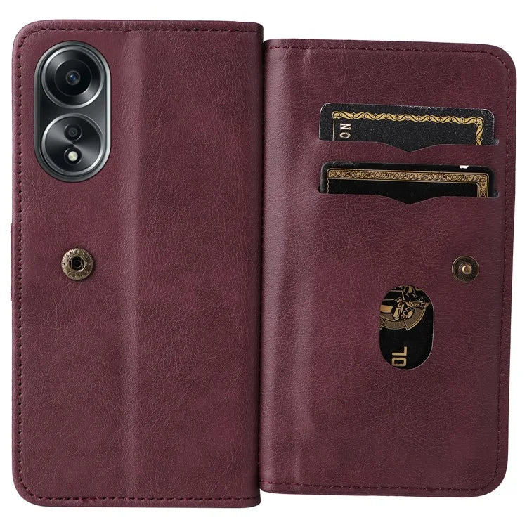 KT Multi-functional Series-1 For Oppo A58 4G Case Leather Stand Cover with Multiple Card Slots