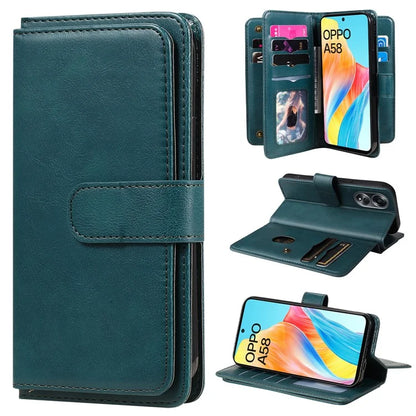 KT Multi-functional Series-1 For Oppo A58 4G Case Leather Stand Cover with Multiple Card Slots
