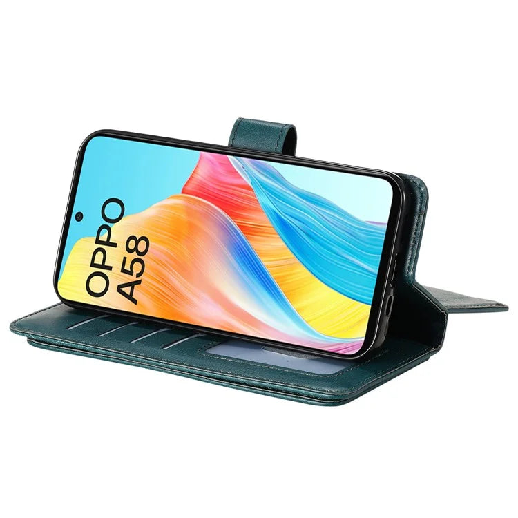 KT Multi-functional Series-1 For Oppo A58 4G Case Leather Stand Cover with Multiple Card Slots
