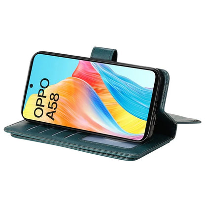 KT Multi-functional Series-1 For Oppo A58 4G Case Leather Stand Cover with Multiple Card Slots