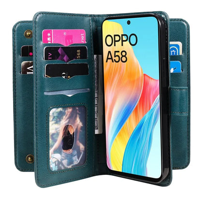 KT Multi-functional Series-1 For Oppo A58 4G Case Leather Stand Cover with Multiple Card Slots
