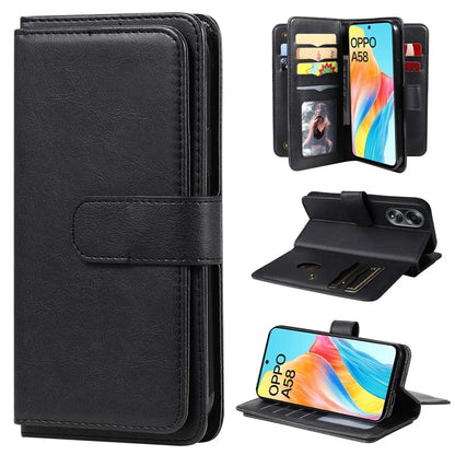 KT Multi-functional Series-1 For Oppo A58 4G Case Leather Stand Cover with Multiple Card Slots