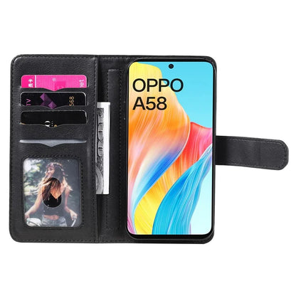 KT Multi-functional Series-1 For Oppo A58 4G Case Leather Stand Cover with Multiple Card Slots